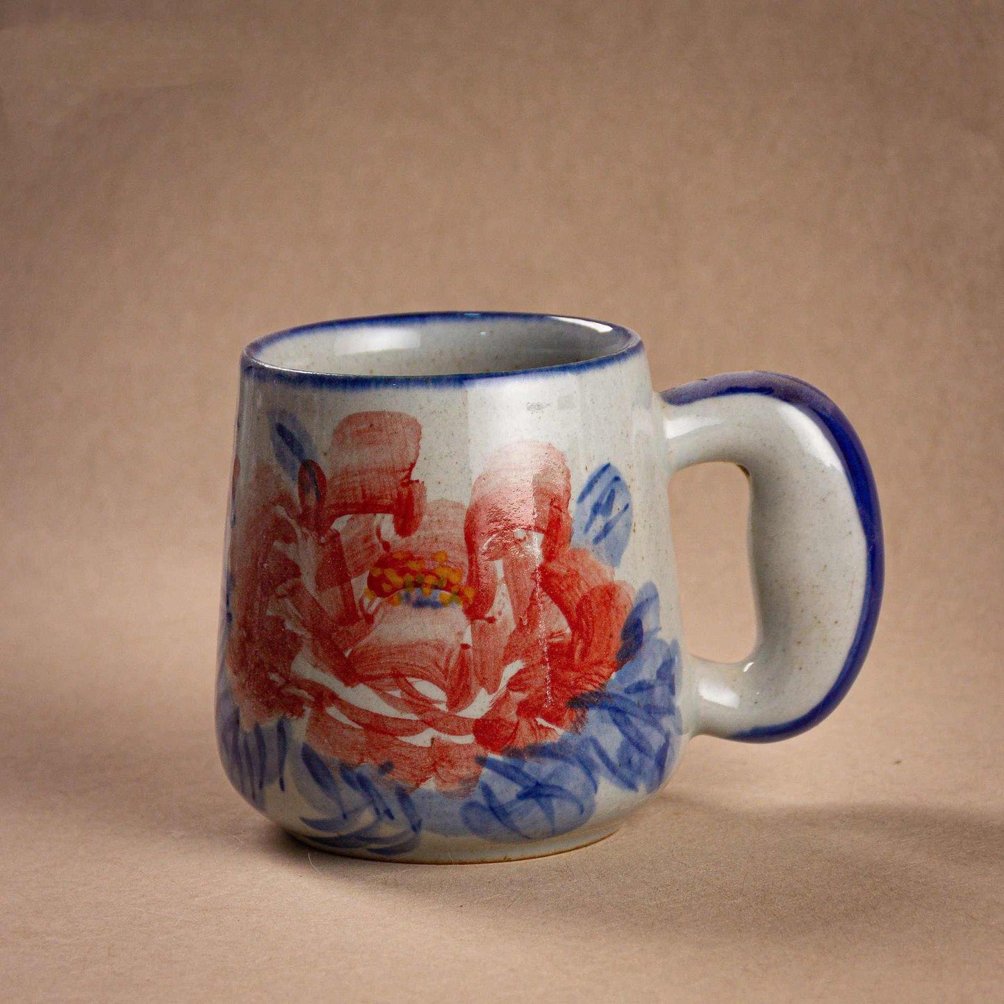 Blue & White Peony Ceramic Mug
