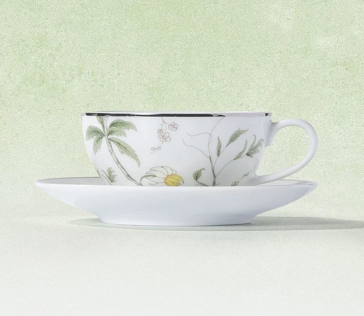 Spring Blossom Botanical Porcelain Coffee Cup & Saucer Set