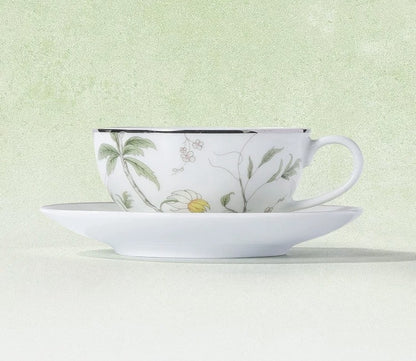 Spring Blossom Botanical Porcelain Coffee Cup & Saucer Set