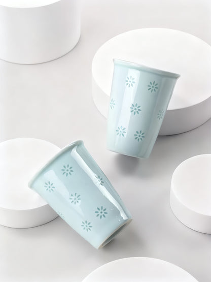 Celadon Green Linglong Porcelain Floral Design Ceramic Mug
