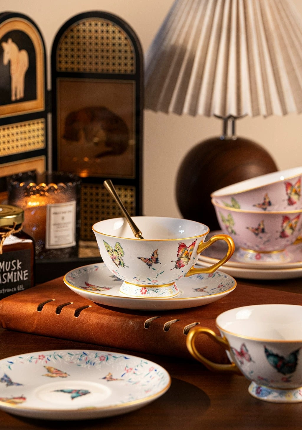 Oriental Butterfly Garden Coffee Cup & Saucer Set