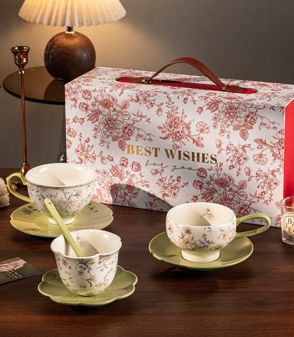 Spring Floral Porcelain Coffee Cup & Saucer Set