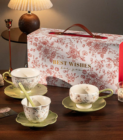 Spring Floral Porcelain Coffee Cup & Saucer Set