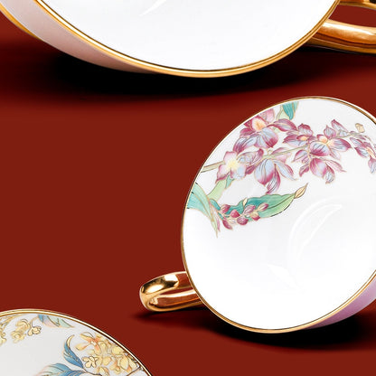 Four Seasons Floral Ceramic Coffee Cup & Saucer