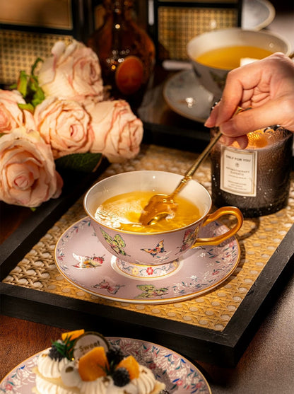 Oriental Butterfly Garden Coffee Cup & Saucer Set