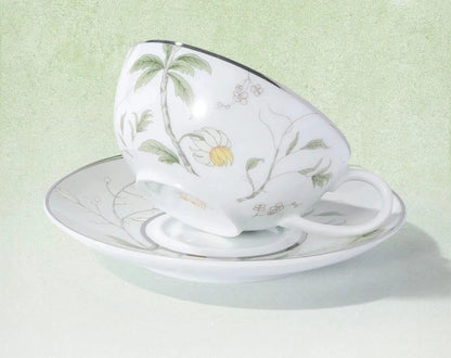 Spring Blossom Botanical Porcelain Coffee Cup & Saucer Set