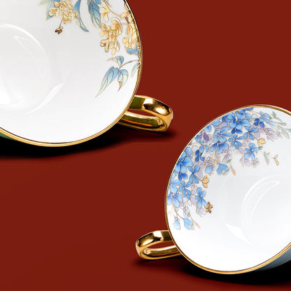 Four Seasons Floral Ceramic Coffee Cup & Saucer