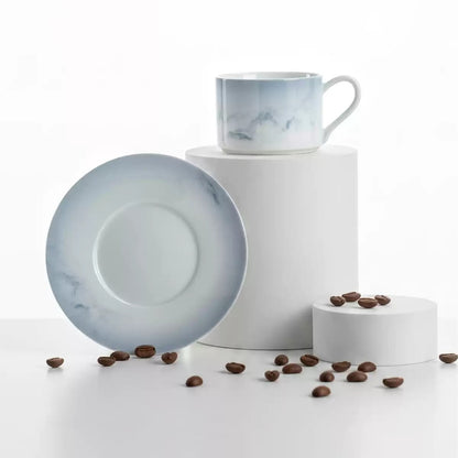Ink Wash Mountain & River Ceramic Coffee Cup & Saucer