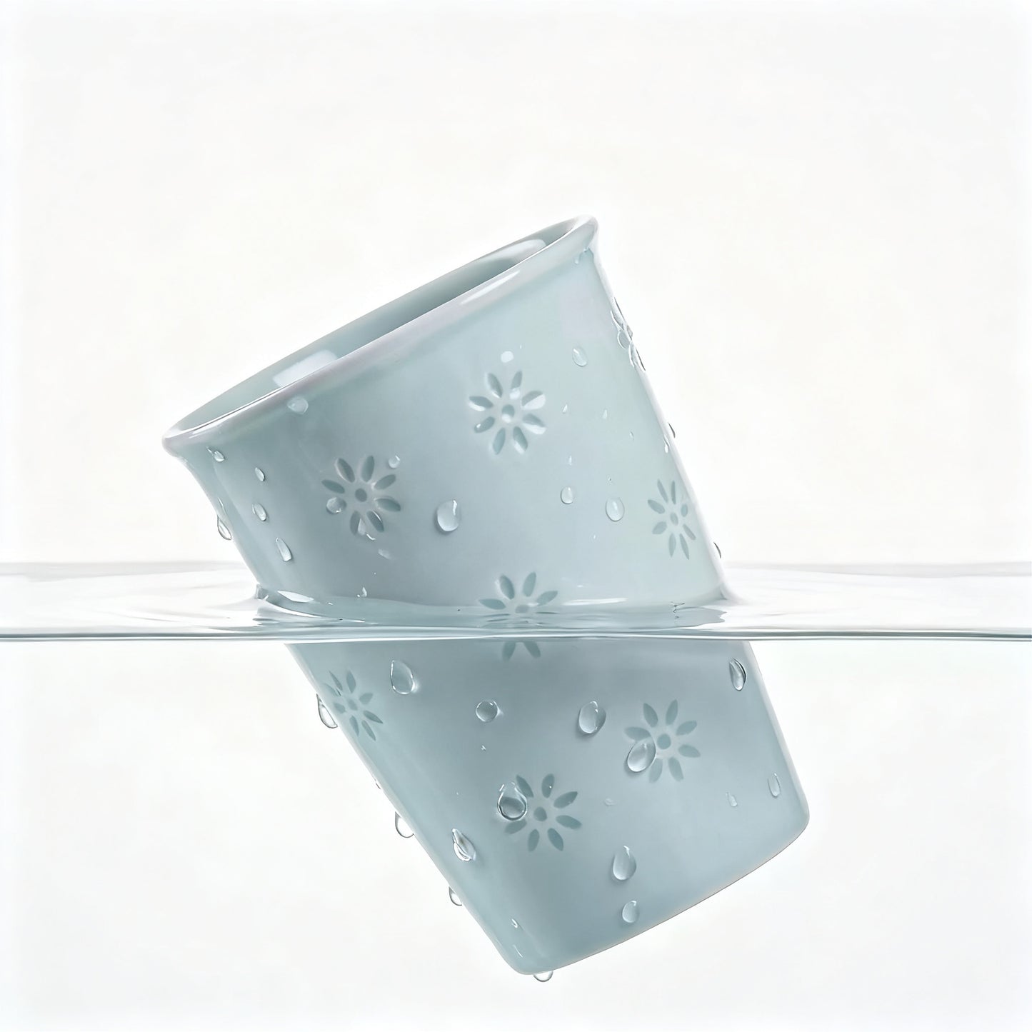 Celadon Green Linglong Porcelain Floral Design Ceramic Mug