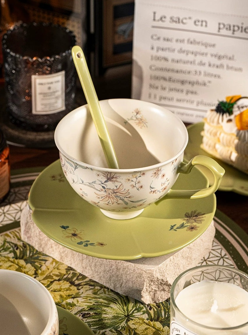 Spring Floral Porcelain Coffee Cup & Saucer Set