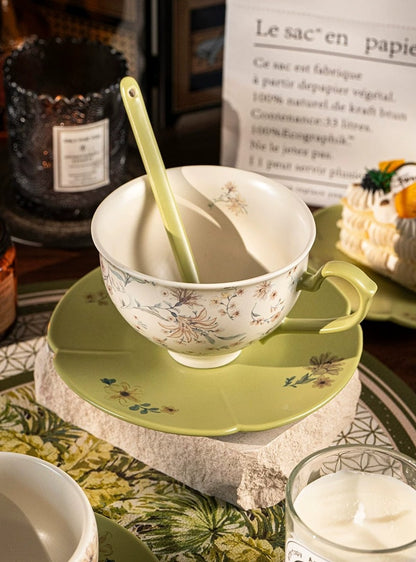 Spring Floral Porcelain Coffee Cup & Saucer Set