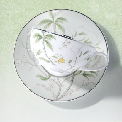 Spring Blossom Botanical Porcelain Coffee Cup & Saucer Set