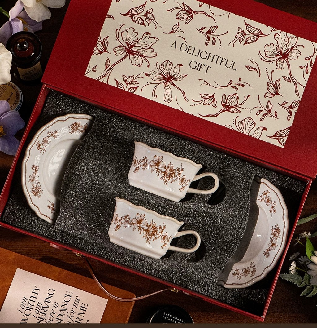 Cottage Lily of the Valley Ceramic Coffee Cup & Saucer Gift Set
