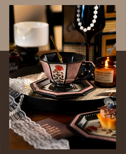 Romantic Bellflower & Star Flower Vintage Ceramic Coffee Cup & Saucer Gift Set