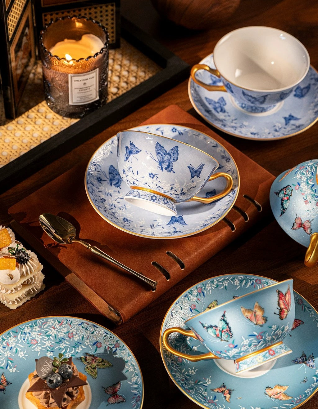 Oriental Butterfly Garden Coffee Cup & Saucer Set