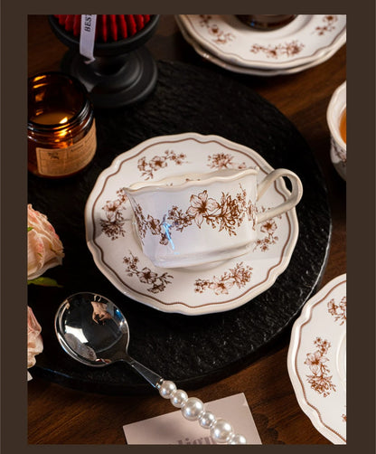 Cottage Lily of the Valley Ceramic Coffee Cup & Saucer Gift Set