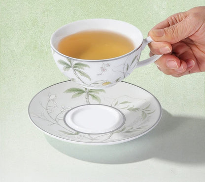 Spring Blossom Botanical Porcelain Coffee Cup & Saucer Set