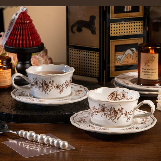 Cottage Lily of the Valley Ceramic Coffee Cup & Saucer Gift Set