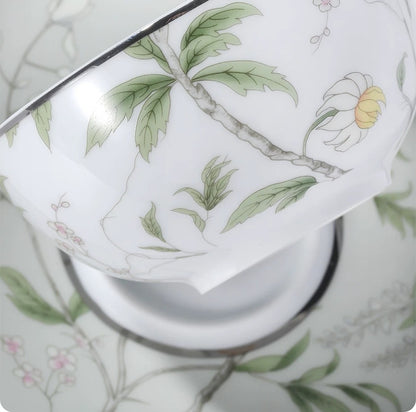 Spring Blossom Botanical Porcelain Coffee Cup & Saucer Set