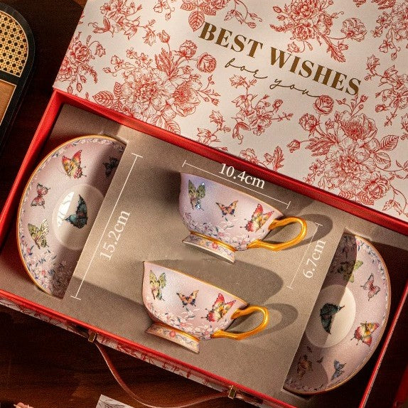 Oriental Butterfly Garden Coffee Cup & Saucer Set