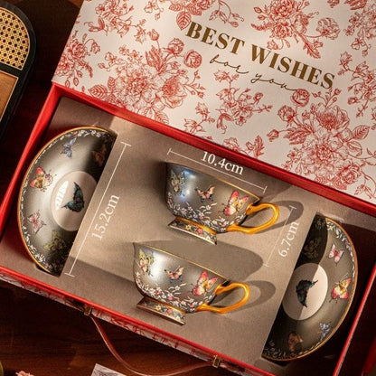 Oriental Butterfly Garden Coffee Cup & Saucer Set