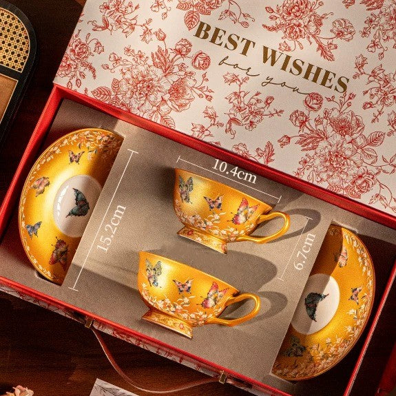 Oriental Butterfly Garden Coffee Cup & Saucer Set