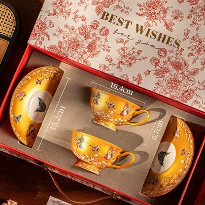 Oriental Butterfly Garden Coffee Cup & Saucer Set