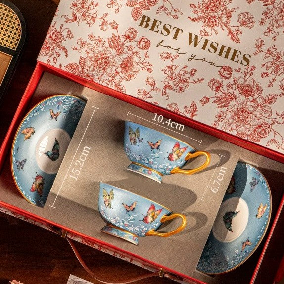 Oriental Butterfly Garden Coffee Cup & Saucer Set