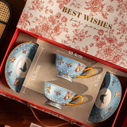 Oriental Butterfly Garden Coffee Cup & Saucer Set