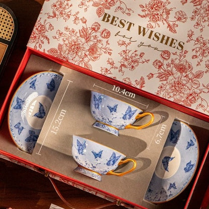 Oriental Butterfly Garden Coffee Cup & Saucer Set