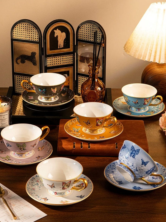 Oriental Butterfly Garden Coffee Cup & Saucer Set
