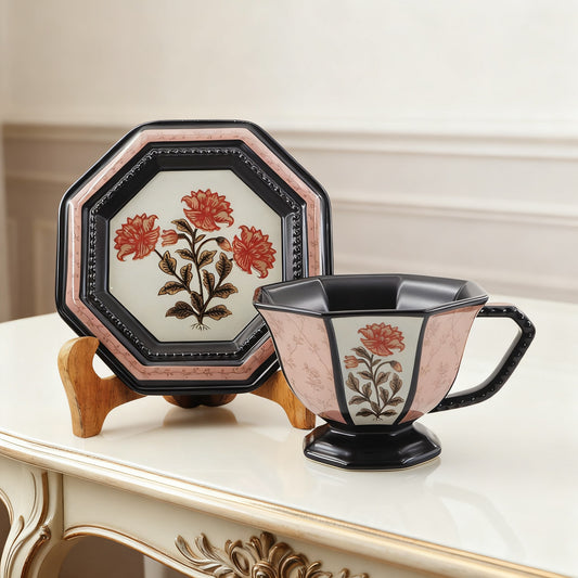 Romantic Bellflower & Star Flower Vintage Ceramic Coffee Cup & Saucer Gift Set